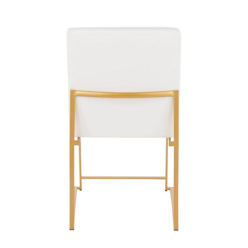 Fuji High Back Gold & White Faux Leather Dining Chair Set