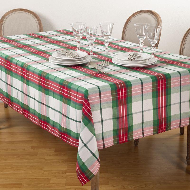 Holiday Plaid Rectangular Polyester Tablecloth, 70" x 104", Multicolor