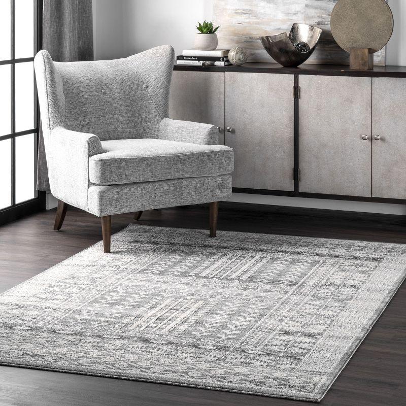 Elysian Gray Synthetic 52"x24" Stain-Resistant Area Rug