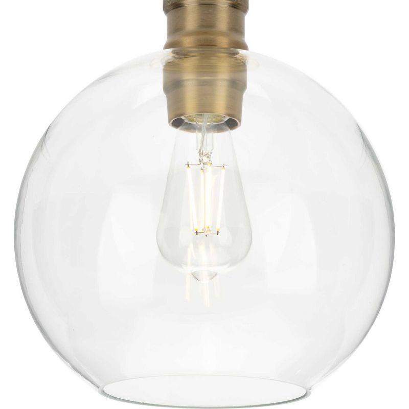 Progress Lighting, Hansford, 1-Light Flush Mount, Vintage Brass, Clear Globe Shade