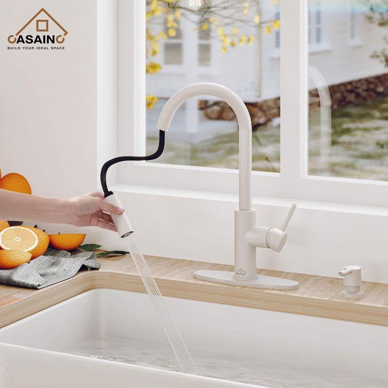 Willow Single-Handle Pull Down Sprayer Kitchen Faucet with Infrared Sensor, Soap Dispenser and Deck Plate