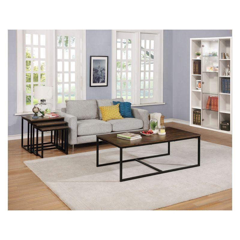 54" Wide Arcadia Acacia Wood Coffee Table Antiqued Mocha - Alaterre Furniture: Industrial, Trestle Base, Stained Wood