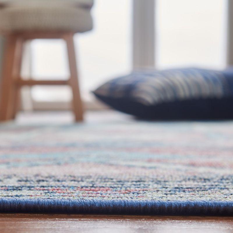 Blue and Pink 8' x 10' Tufted Wool Area Rug