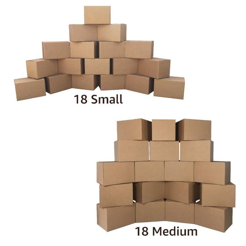 UBMOVE 36 Moving Boxes 2 Room Basic Moving Kit, Tape, Bubble, Packing Paper
