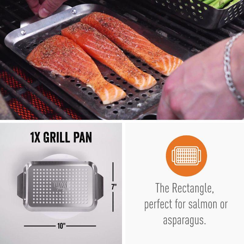 Yukon Glory Set of 3 Professional Barbecue Mini Grilling Basket Set, Heavy Duty Stainless Steel Perforated Grill Baskets