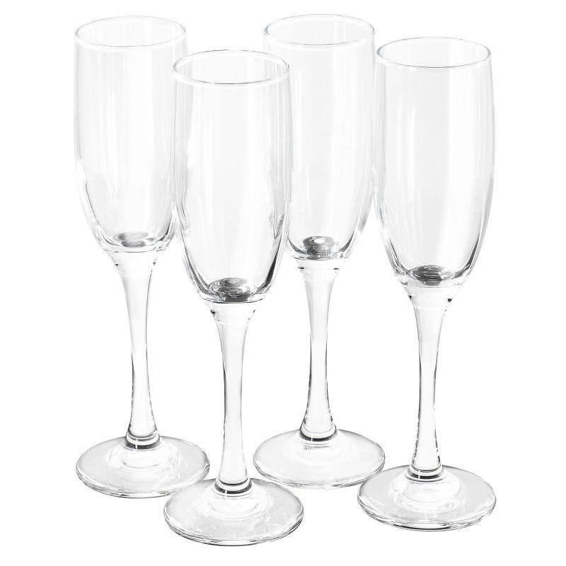 Belinni 4 Piece Clear Fluted Champagne Glass Set