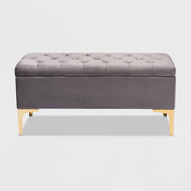 Valere Velvet Upholstered Button Tufted Storage Ottoman - Baxton Studio