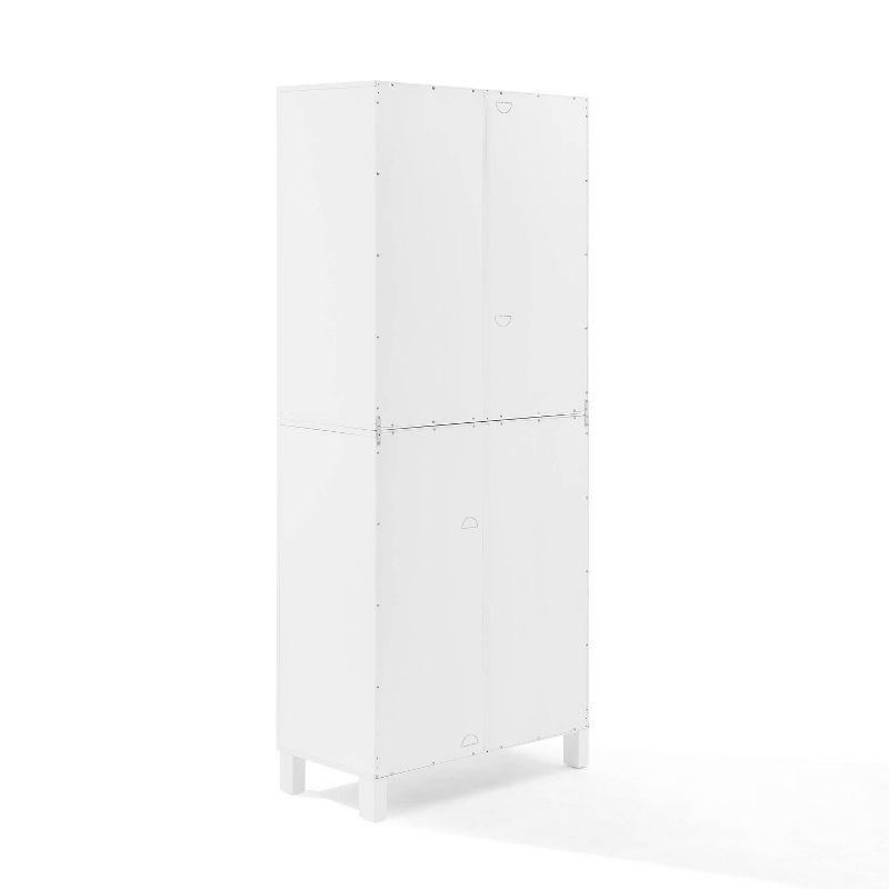 White Tall Cabinet with Adjustable Shelving and Glass Doors