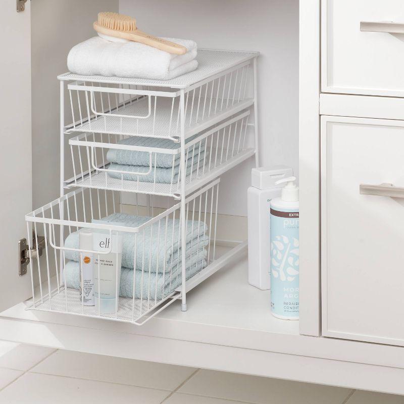 3 Tier Drawer Organizer Matte White - Brightroom™: Steel Multi-Compartment, Spot Clean, Utility Storage Bin