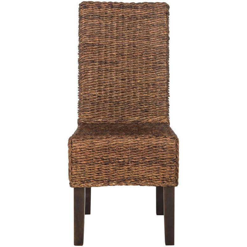 Avita Brown Wicker and Pine Dining Chair Set