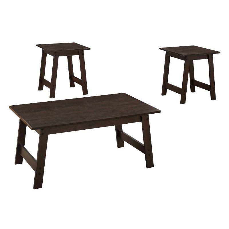 Monarch Specialties Table Set 3Pcs Set Coffee End Side Accent Living Room Laminate Brown Transitional