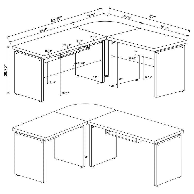 Skylar L-Shape Office Desk Set Cappuccino - Coaster