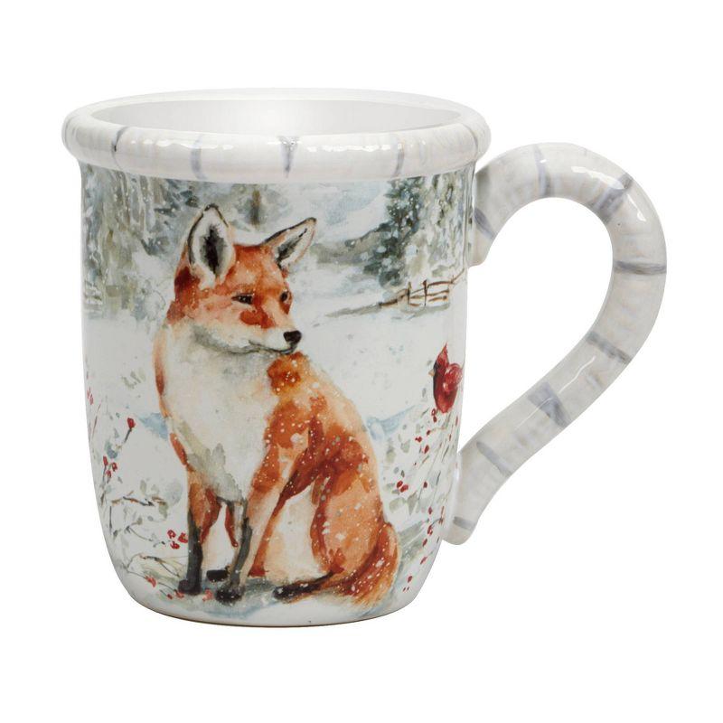 Winter's Walk Multicolor Ceramic 16oz Animal Print Mugs, Set of 4