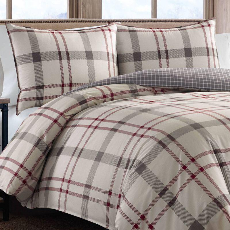 Portage Bay Plaid Duvet Cover And Sham Set Silver - Eddie Bauer®