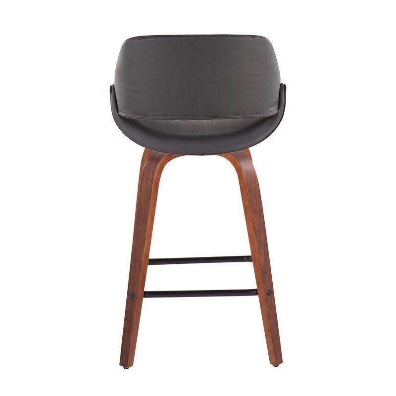 Set of 2 Fabrico Square PU Leather/Wood Counter Height Barstools Walnut/Gray/Black - LumiSource: Swivel, Foam-Filled, Veneer Finish, 250lbs Capacity