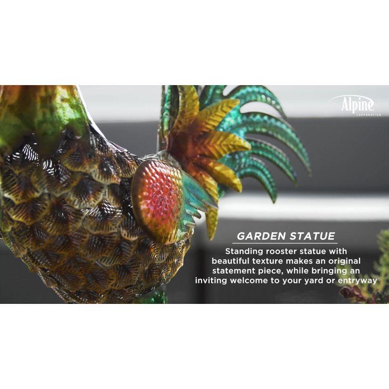 16" x 14" Outdoor Iron Rooster Yard Statue Brown - Alpine Corporation: Metallic Garden Decor