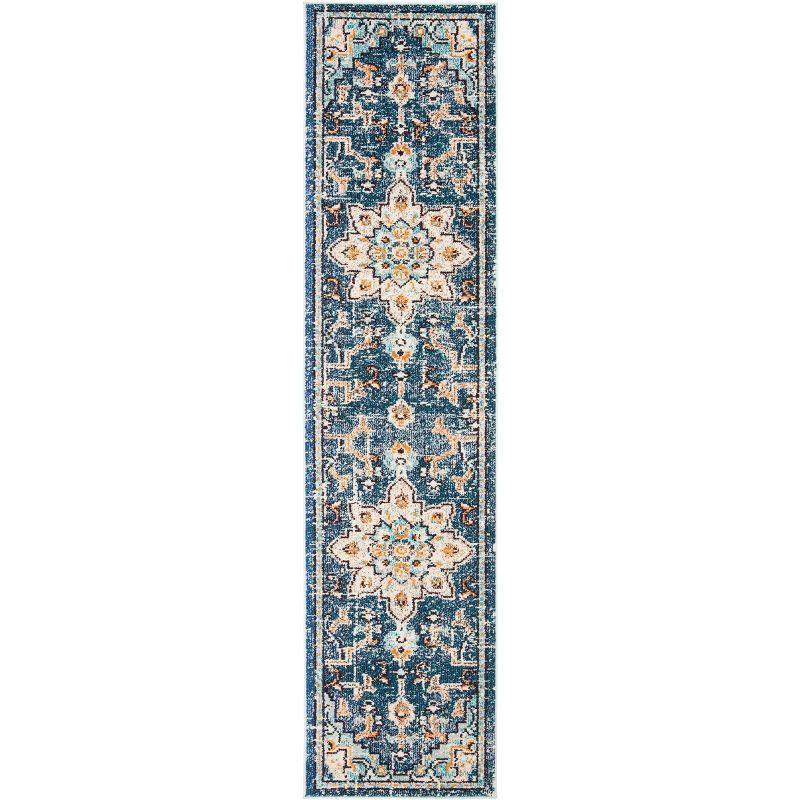Madison MAD473 Power Loomed Indoor Runner Rug - Blue/Light Blue - 2'2"x16' - Safavieh