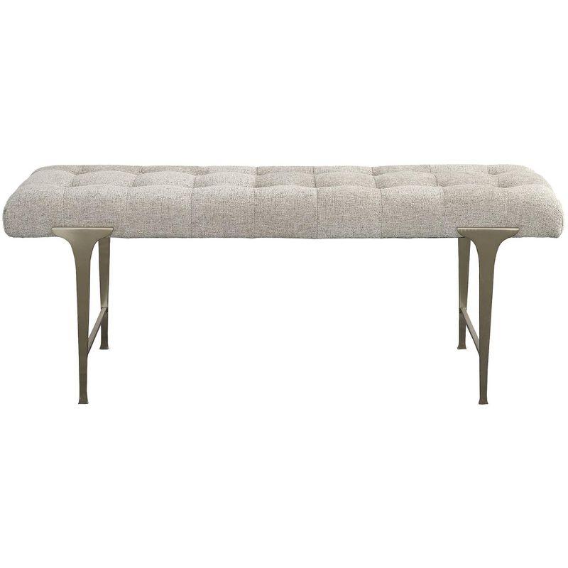 Uttermost Imperial 48" Wide Light Gray Tufted Fabric Bench