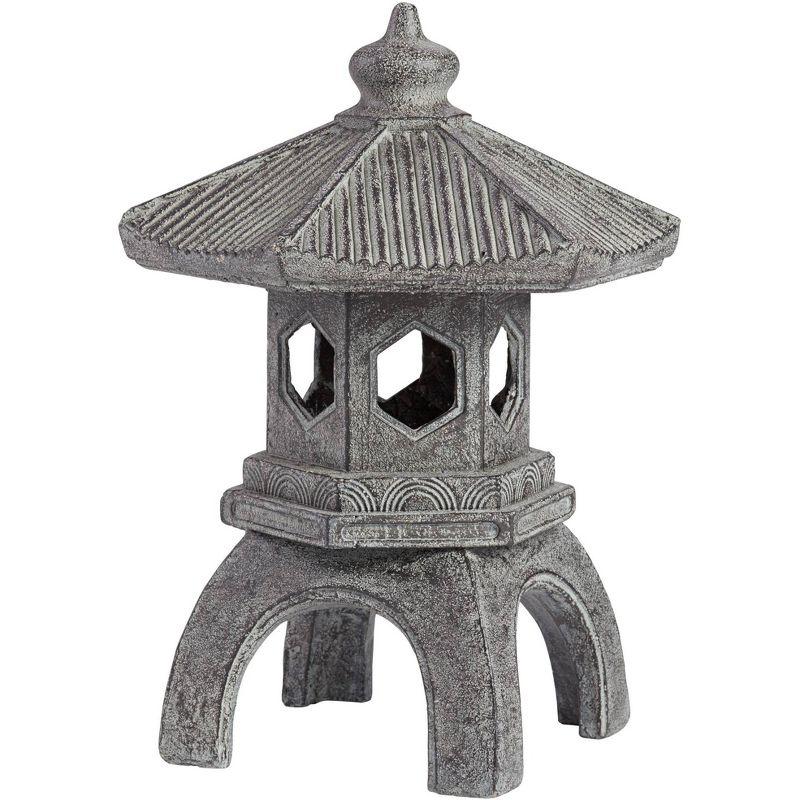 Traditional Old Stone Finish Lightweight Resin Pagoda Statue 16''