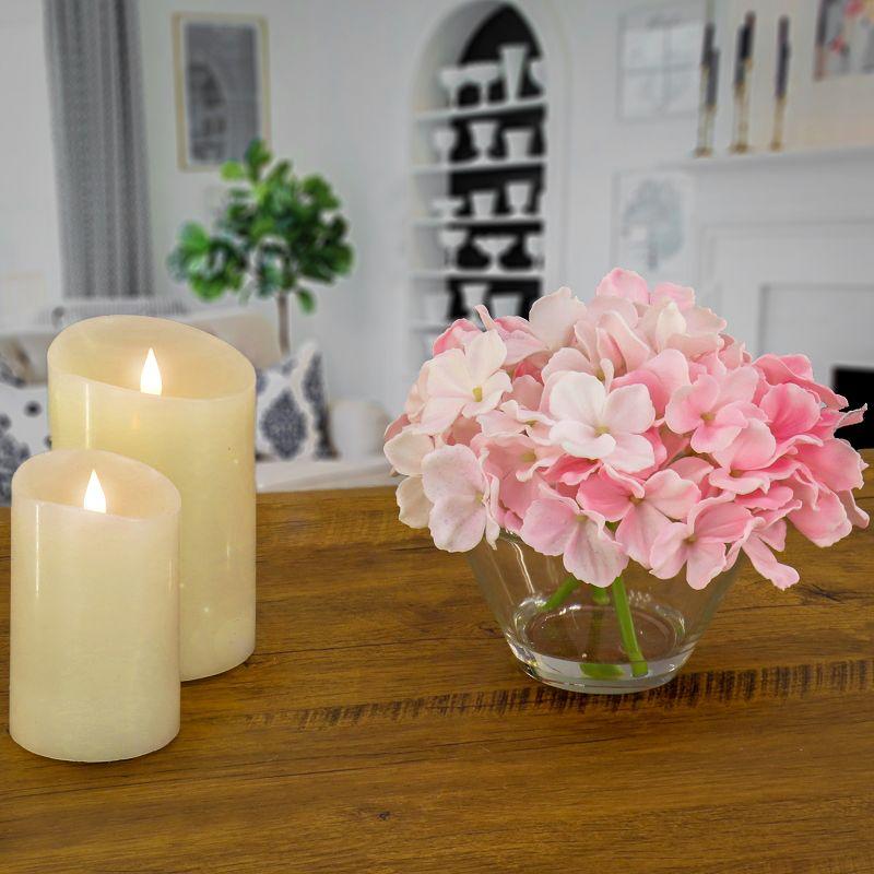 8" Light Pink Hydrangea Bouquet in Glass Vase