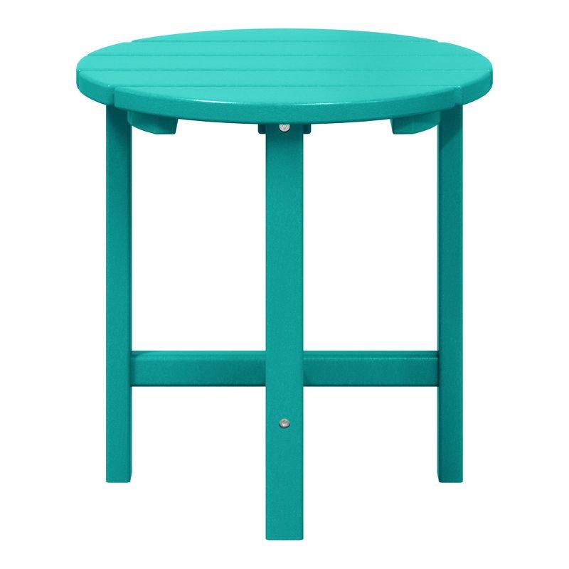 WestinTrends All-Weather Outdoor Patio Round Poly Adirondack Side Table, Turquoise
