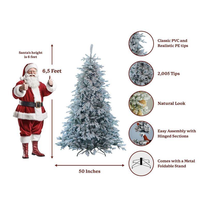 King Of Christmas Snow Flocked Hinged Artificial Christmas Tree Unlit Queen Flock Xmas Tree