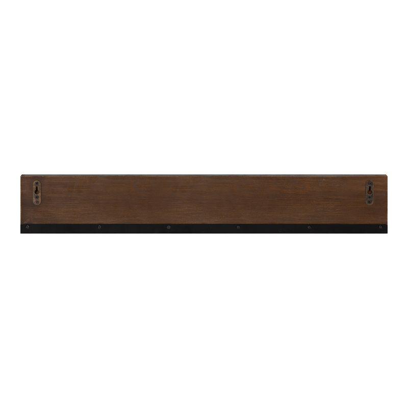 Walnut Brown and Black Wood Floating Wall Shelf with Lip, 30x4