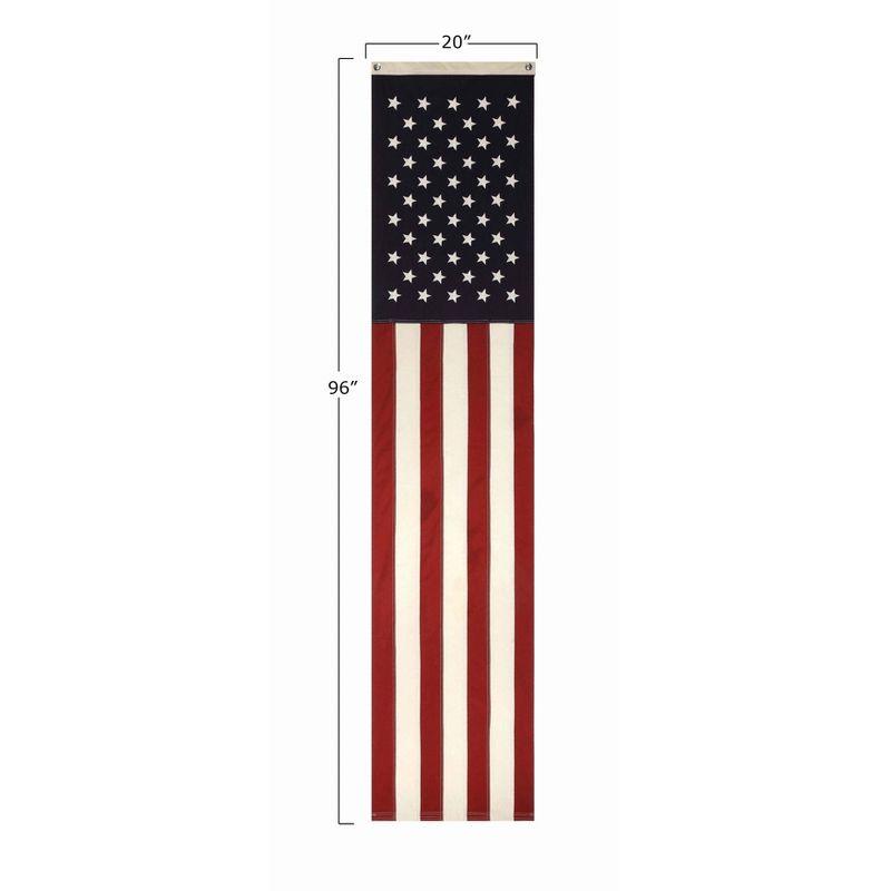 Storied Home 20" x 96" Vertical Flag Wall Tapestry Red/White: Patriotic Decor, Indoor/Outdoor Use, No Assembly Required