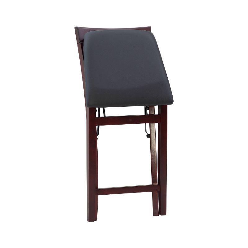 Triena X Back Faux Leather Folding Counter Height Barstool Espresso - Linon: Padded Seat, 24" High
