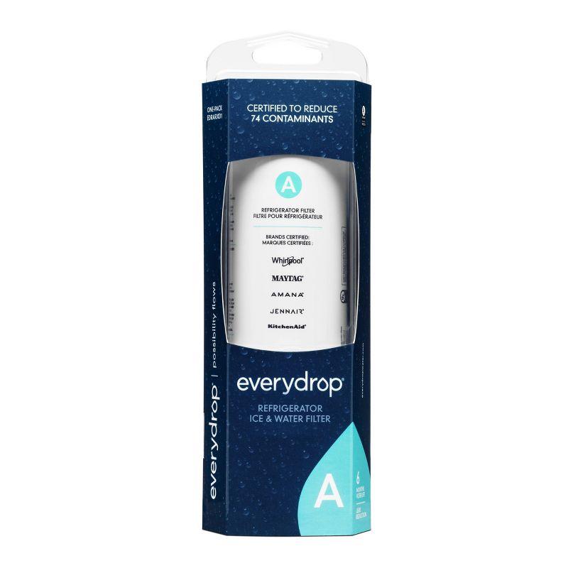 everydrop Refrigerator Replacement Water Filter A EDRARXD1: Whirlpool, Reduces Odors, Filters Lead & Bacteria, Green