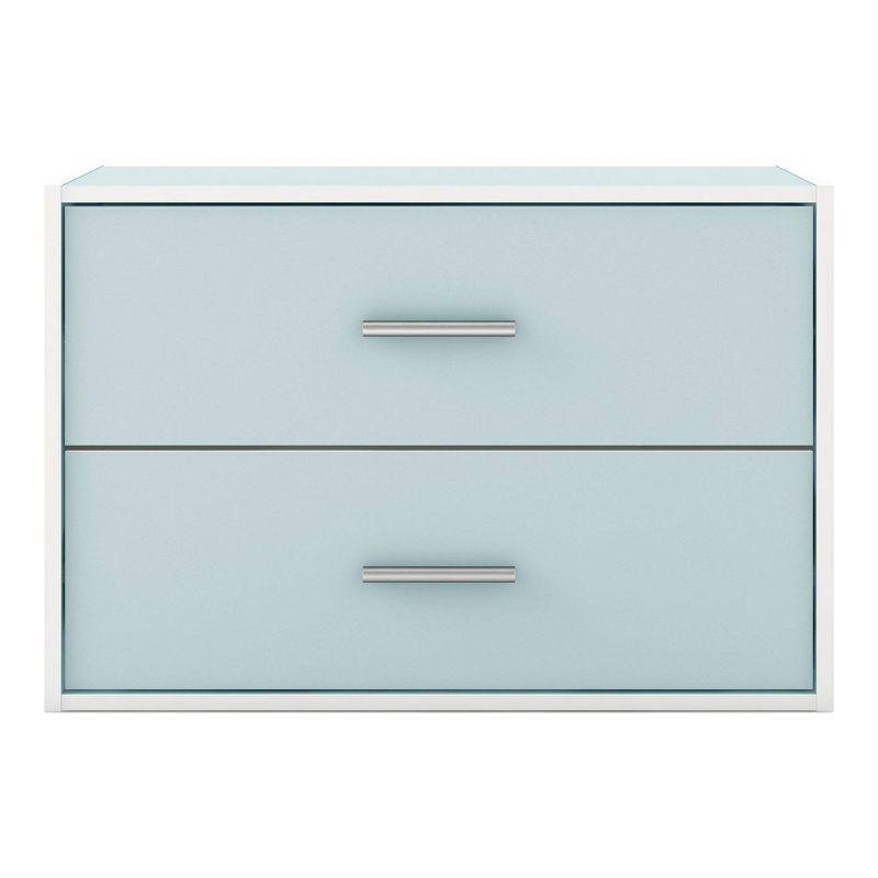 24/7 Shop At Home 15.7" Silkpath Modern 2 Drawer Stackable and Modular Bookcase Light Blue