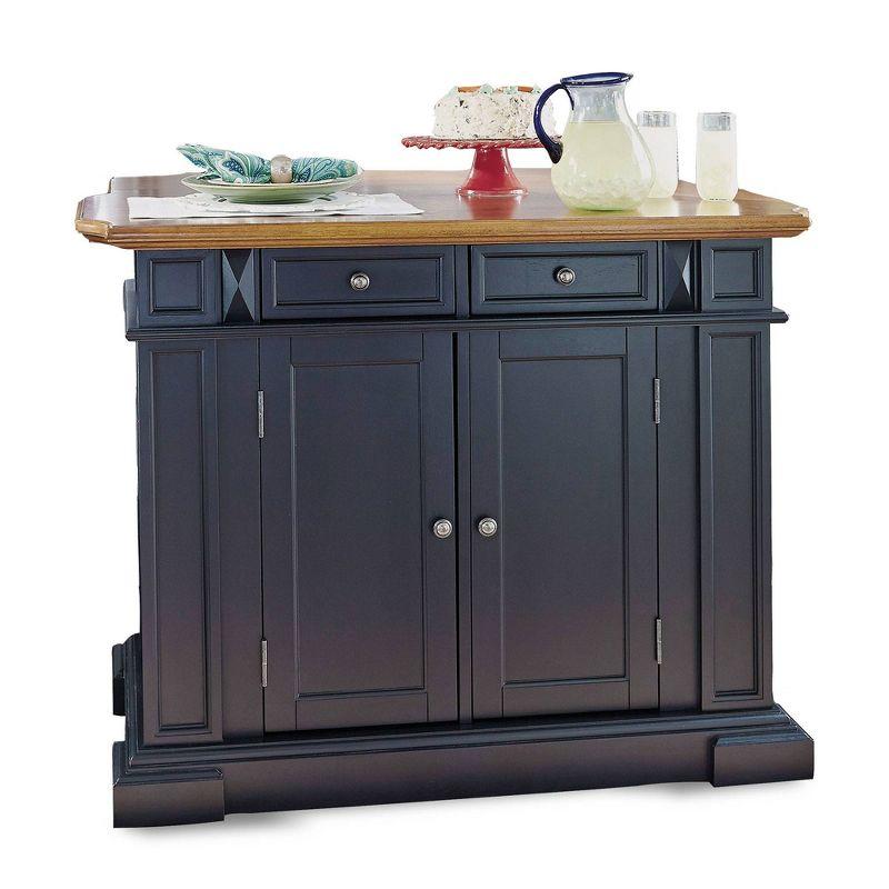 Black and Distressed Oak Kitchen Island with Drop Leaf