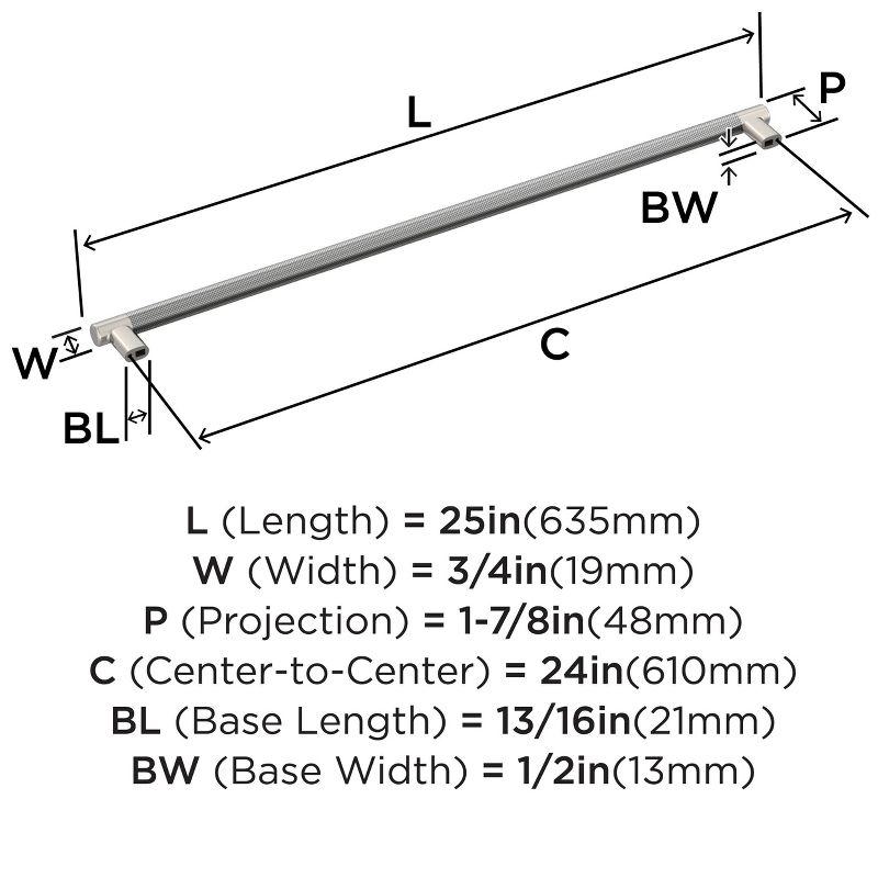 Amerock Esquire 24 inch (610mm) Center-to-Center Polished Nickel/Stainless Steel Appliance Pull