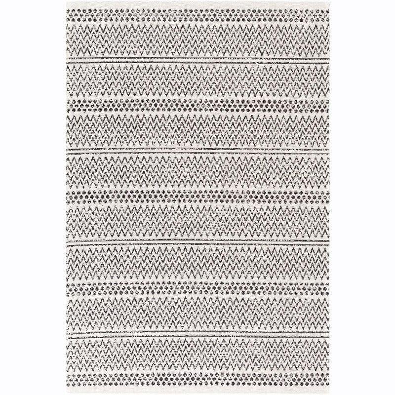 Aarau Cream and Black Hand-Knotted Wool Area Rug