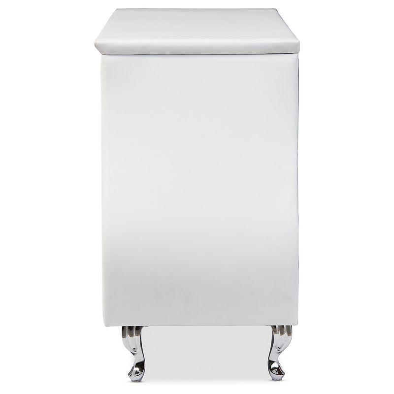 Enzo Modern and Contemporary Faux Leather 6 Drawer Dresser White - Baxton Studio: Sleek Storage, Metal Gliders
