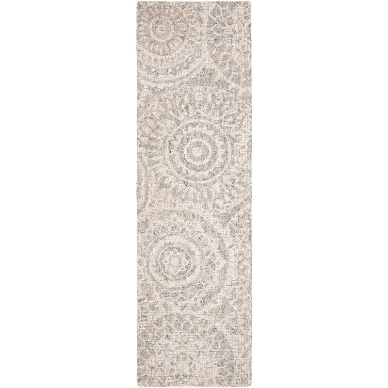 Abstract ABT205 Handmade Indoor Runner - Ivory/Grey - 2'-3"x8' - Safavieh