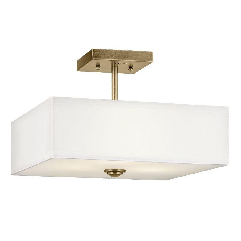 Shailene 14" Natural Brass Semi Flush Ceiling Light with Fabric Shade