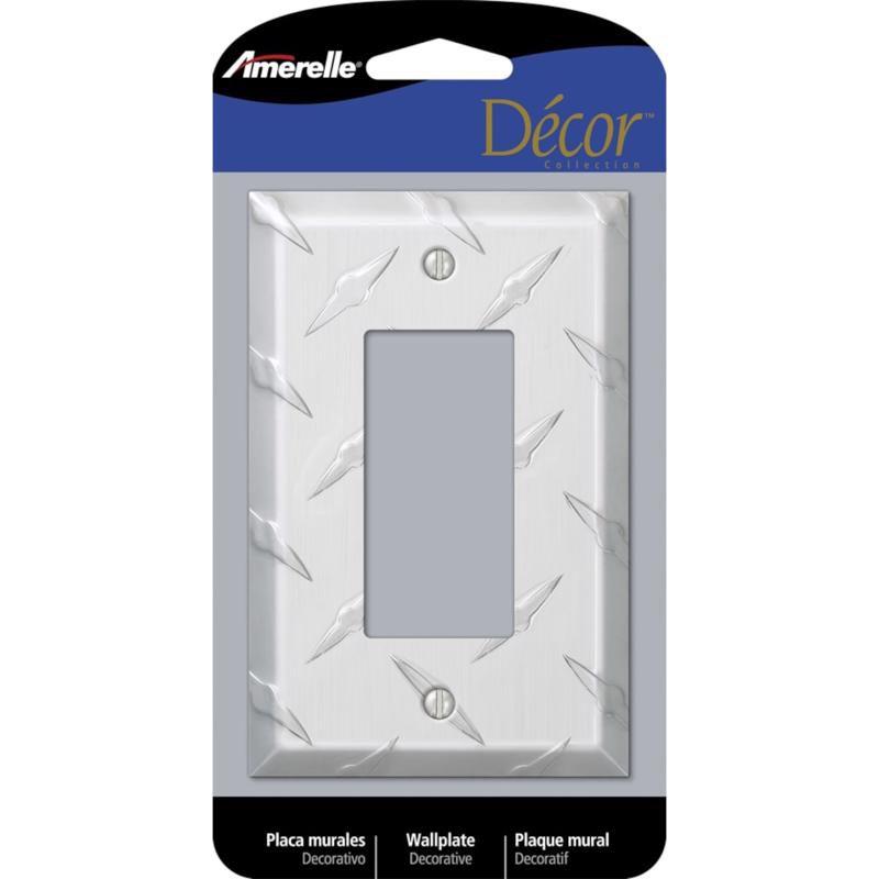 Silver Diamond Plate Aluminum Single Rocker Wall Plate