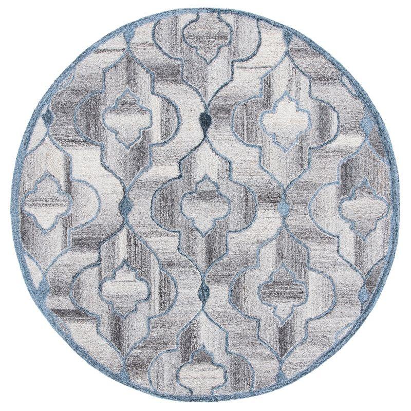 Abstract ABT646 Handmade Indoor Area Rug - Blue/Brown - 6' Round - Safavieh