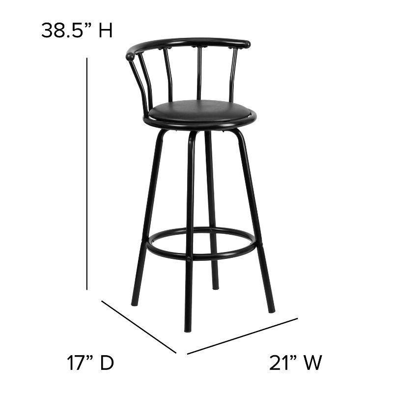 Flash Furniture Crown Back Black Metal Barstool with Black Vinyl Swivel Seat