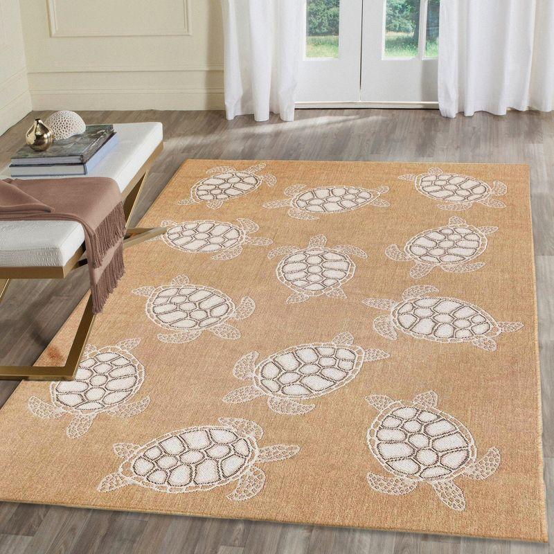 Liora Manne Carmel Vintage Floral Indoor/Outdoor Rug Sand 3'3" x 4'11"