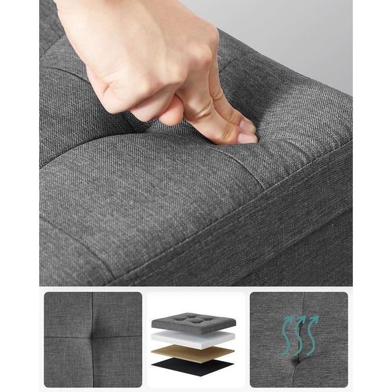 SONGMICS 15 Inches Folding Storage Ottoman Bench, Storage Chest, Foot Rest Stool, Bedroom Bench with Storage, Dark Gray