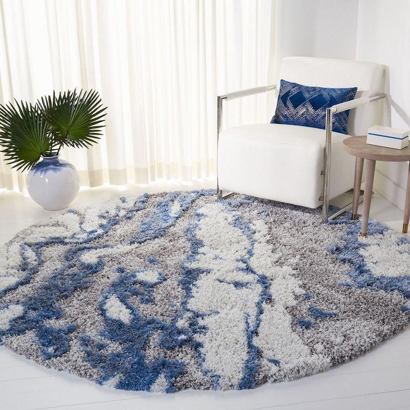 Horizon Shag 800 HZN890 Machine Made Area Rug - 5' Round - Grey/Blue - Safavieh