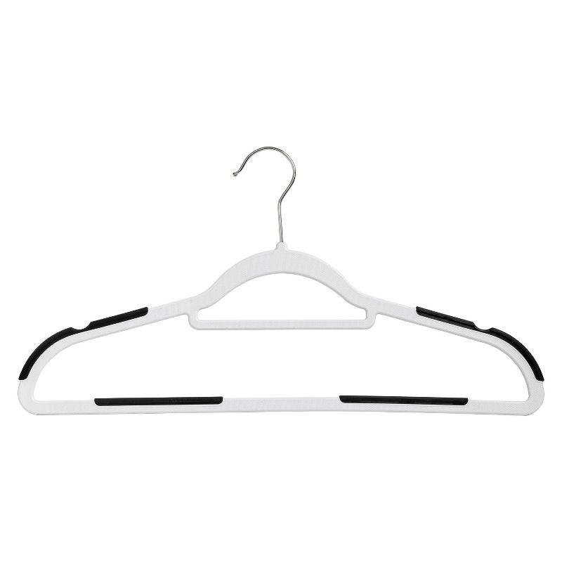 White and Black Rubber Grip Plastic Hangers, 50-Pack