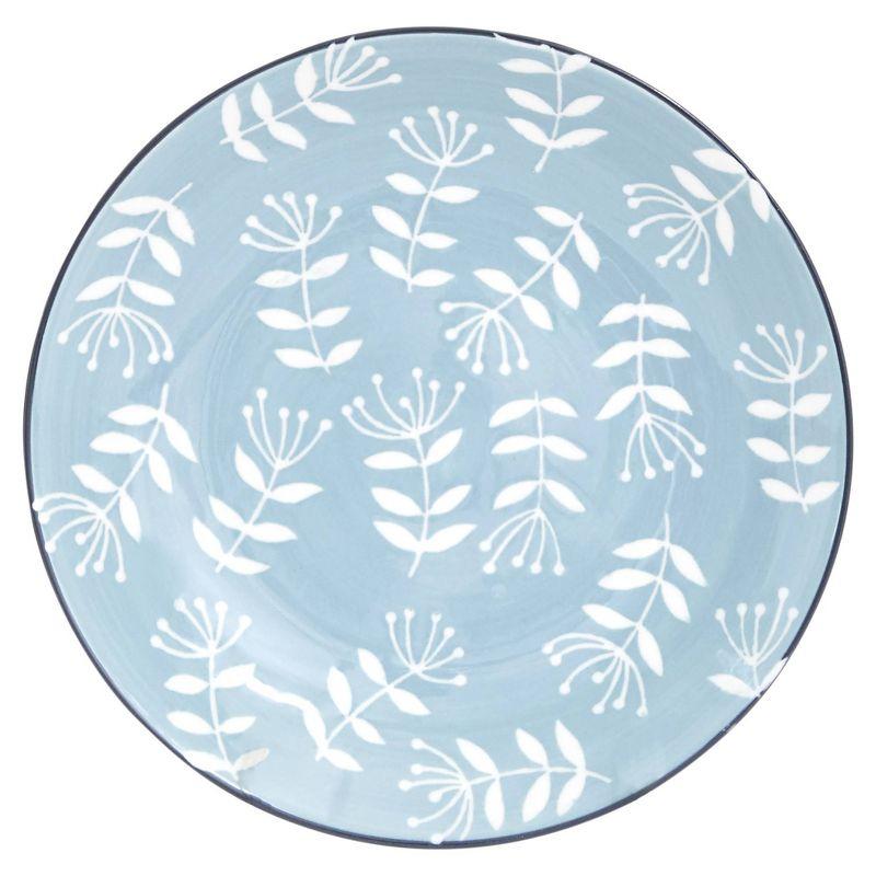 Baum Bros. 16pc Stoneware Canopy Dinnerware Set Blue/White: Floral Botanical Pattern, Service for 4, Dishwasher-Safe