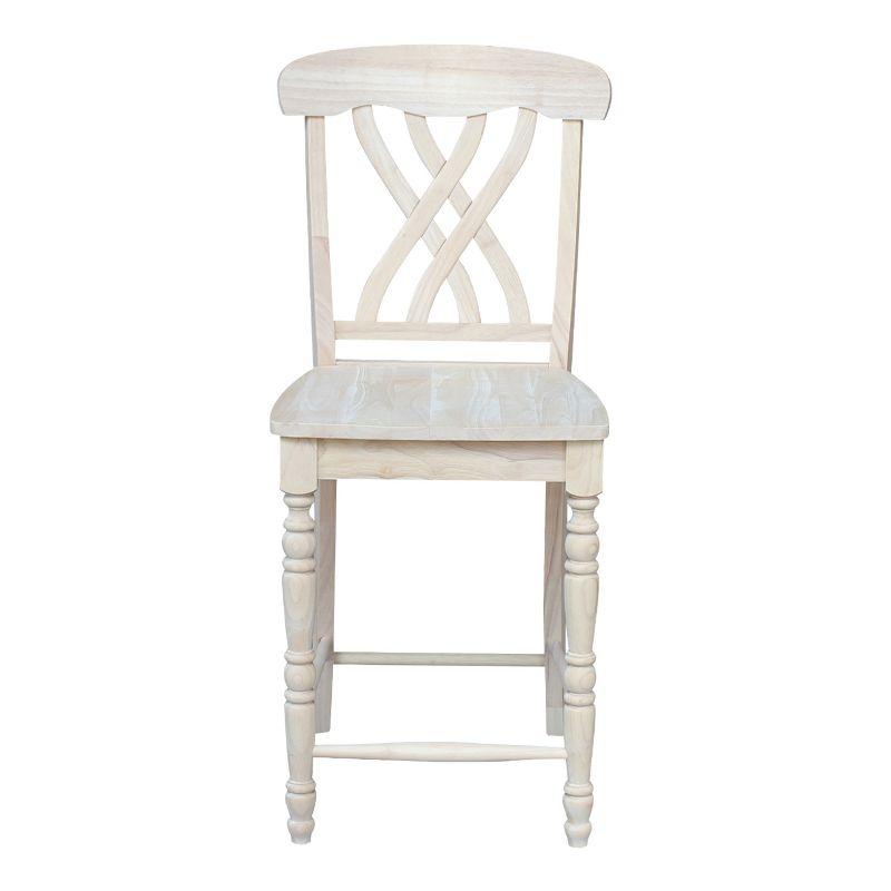 24" Lattice Counter Height Barstool Unfinished - International Concepts