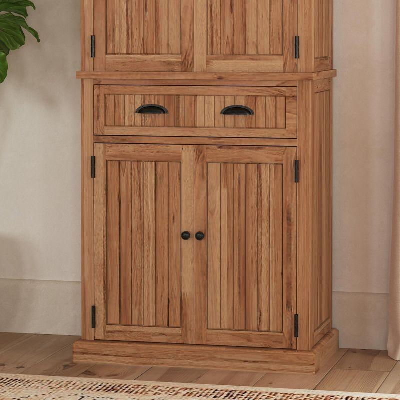 Nantucket Kitchen Storage Pantry - Natural: Home Styles, Hardwood Standing Cabinet with Drawer & Shelves