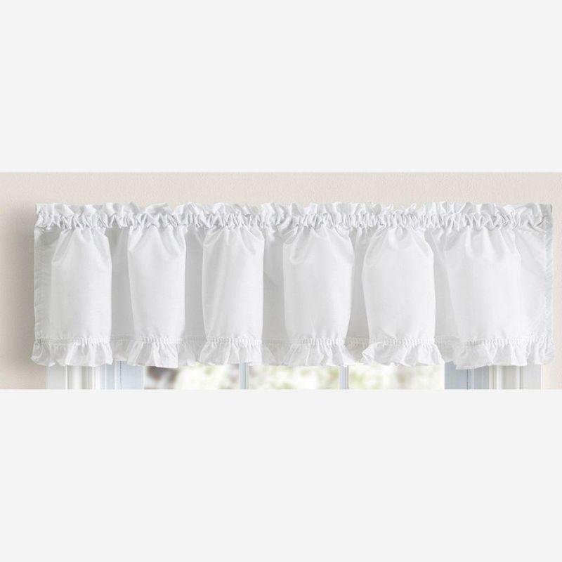 Ellis Curtain Home Classic Narrow Ruffle Rod Pocket Valance, White