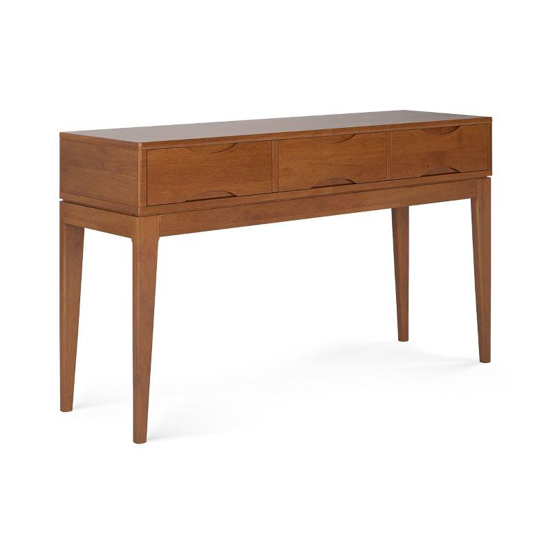 Simpli Home Harper 54"W Solid Hardwood Mid-Century Modern Storage Console Table with Drawers and Tapered Legs