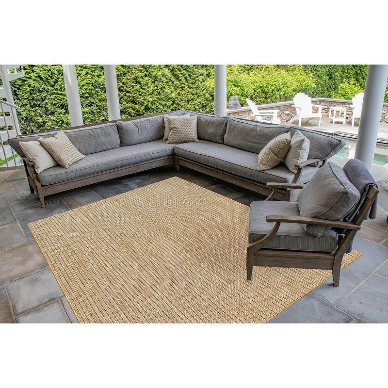 Liora Manne Carmel Texture Stripe Indoor/Outdoor Rug Sand 6'6" x 9'4"